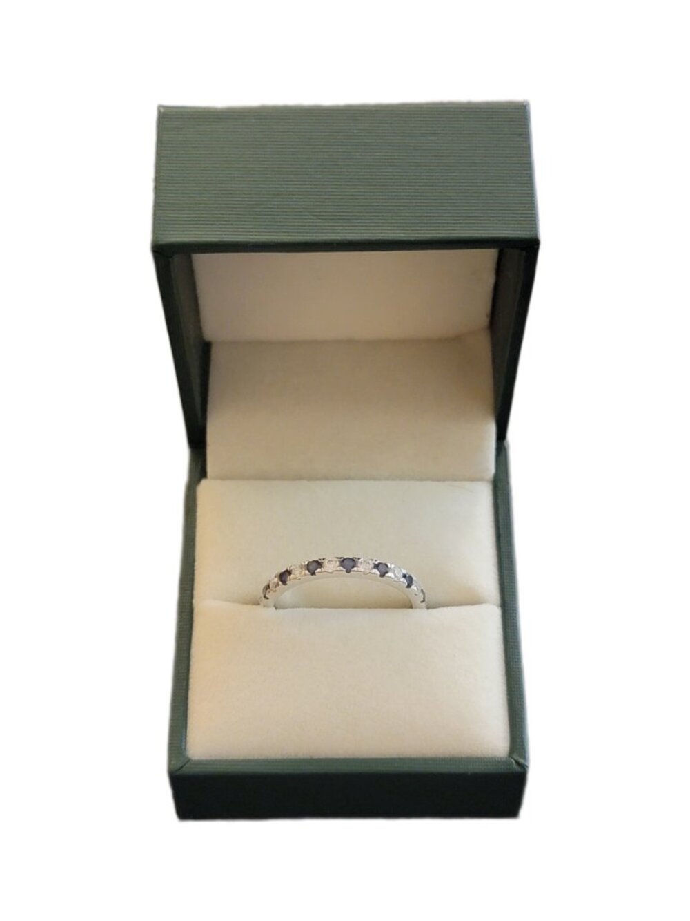 925 Sterling Silver Lab Grown Sapphire Eternity Band Ring Size 8 NWT